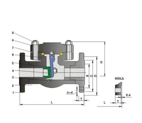Structure and product views for Forged steel swing check valve Class150/300/600