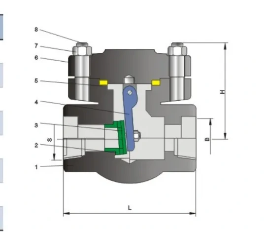 Structure and product views for Forged steel swing check valve Class800