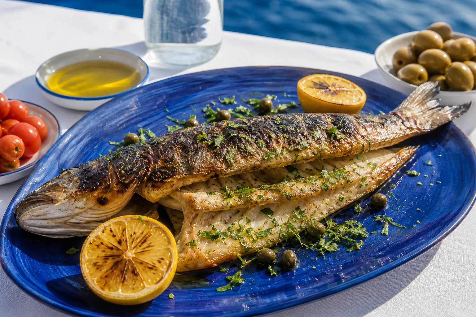 Branzino intero alla brace con limone